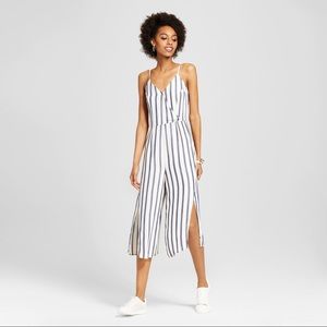 Juniors V-neck striped Jumpsuit